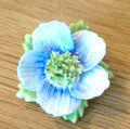 Vintage Brooch Blue Floral Bone China Brooch Staffordshire England