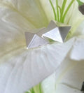 Vintage Earrings 1970's Silver Tone Square Earrings Art Deco Style Retro Stud