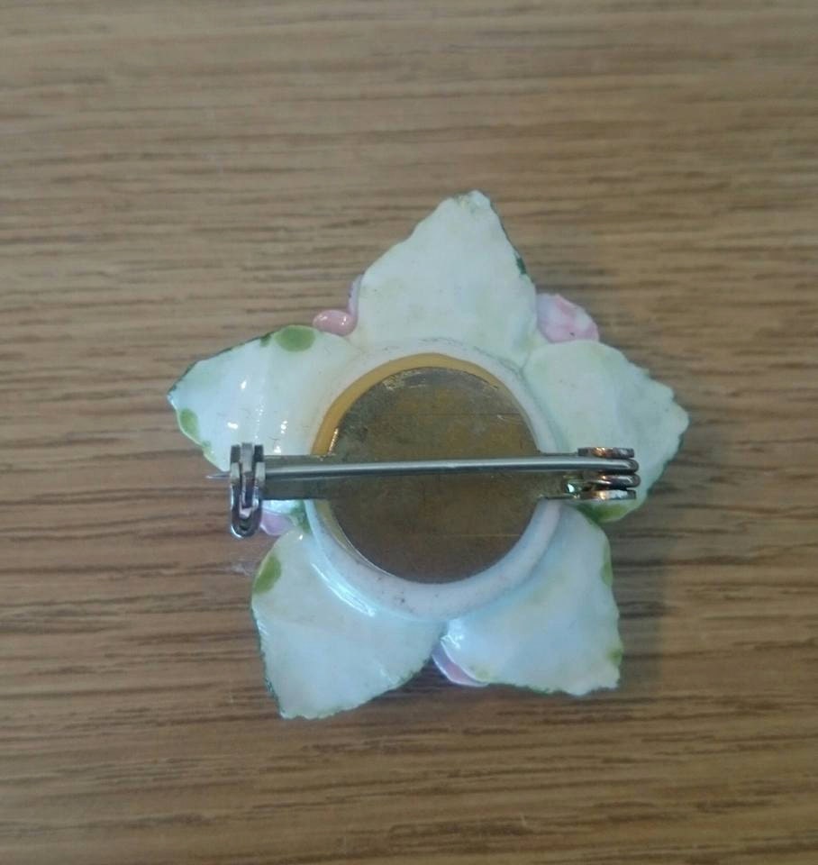 Vintage Floral Brooch White Lilly Fine Bone China Floral Boutique  1950's English Jewellery Jewelry
