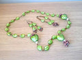 Vintage Jewellery Set Foil Glass Heart Necklace, Earrings, Bracelet Full parure Boxed Jewellery Jewelry