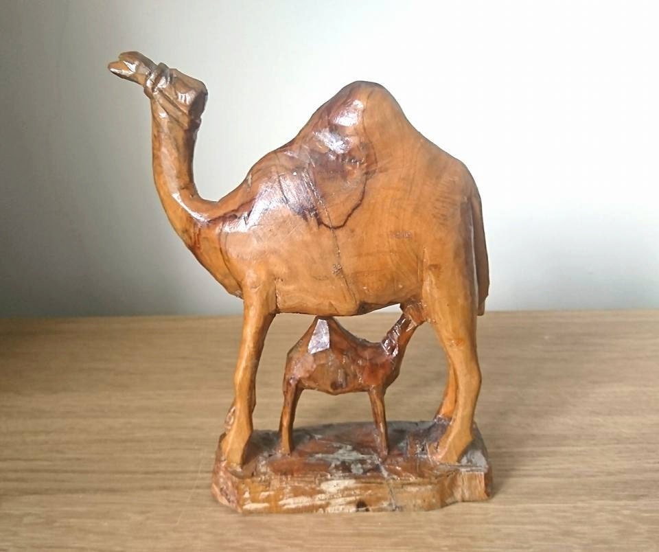 Vintage Hand-Carved Wooden Camel Figurine, Kenya African Art