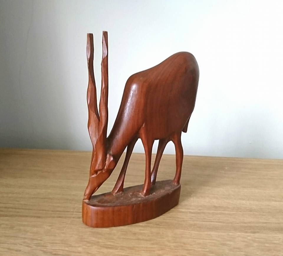 Vintage Wooden Hand Carved Gazelles - Impalas - Antelopes African figurine Teak African Home Decor Kenya