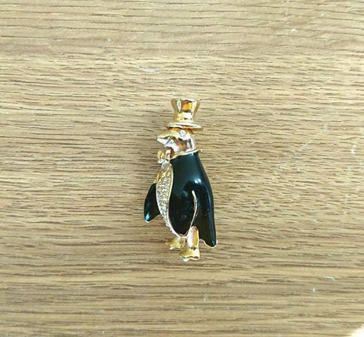 Vintage Brooch Clown Pin Dress Pin Gold Clown Pin Dress Clip  Bird Brooch Gold Clown Brooch Jewelry Gold Rhinestones Brooch Novelty Brooch