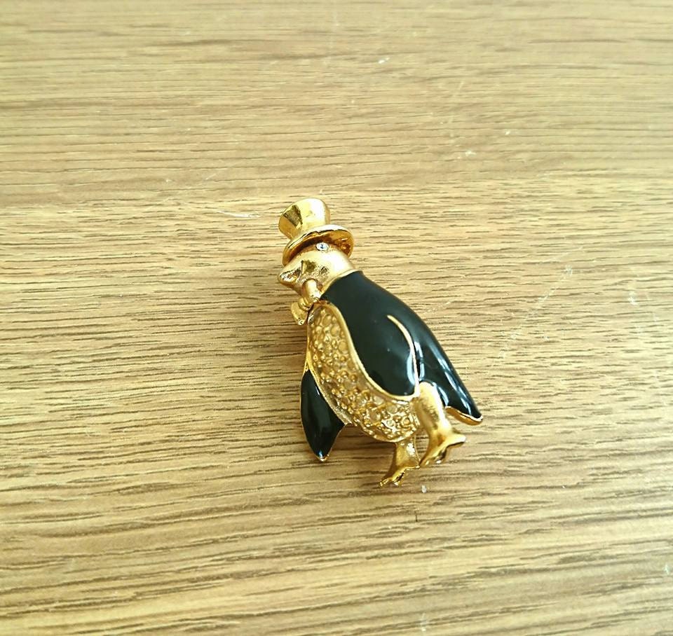 Vintage Brooch Clown Pin Dress Pin Gold Clown Pin Dress Clip  Bird Brooch Gold Clown Brooch Jewelry Gold Rhinestones Brooch Novelty Brooch