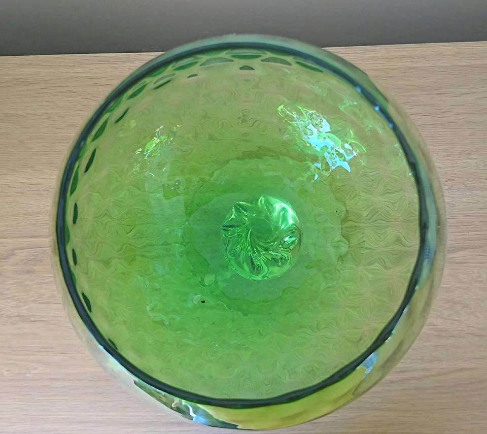 Vintage Italian Art Glass Vase: Blown Glass Brandy Goblet, Optic Diamond Design