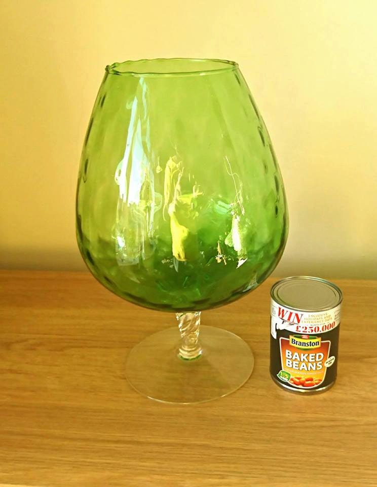 Vintage Italian Art Glass Vase: Blown Glass Brandy Goblet, Optic Diamond Design
