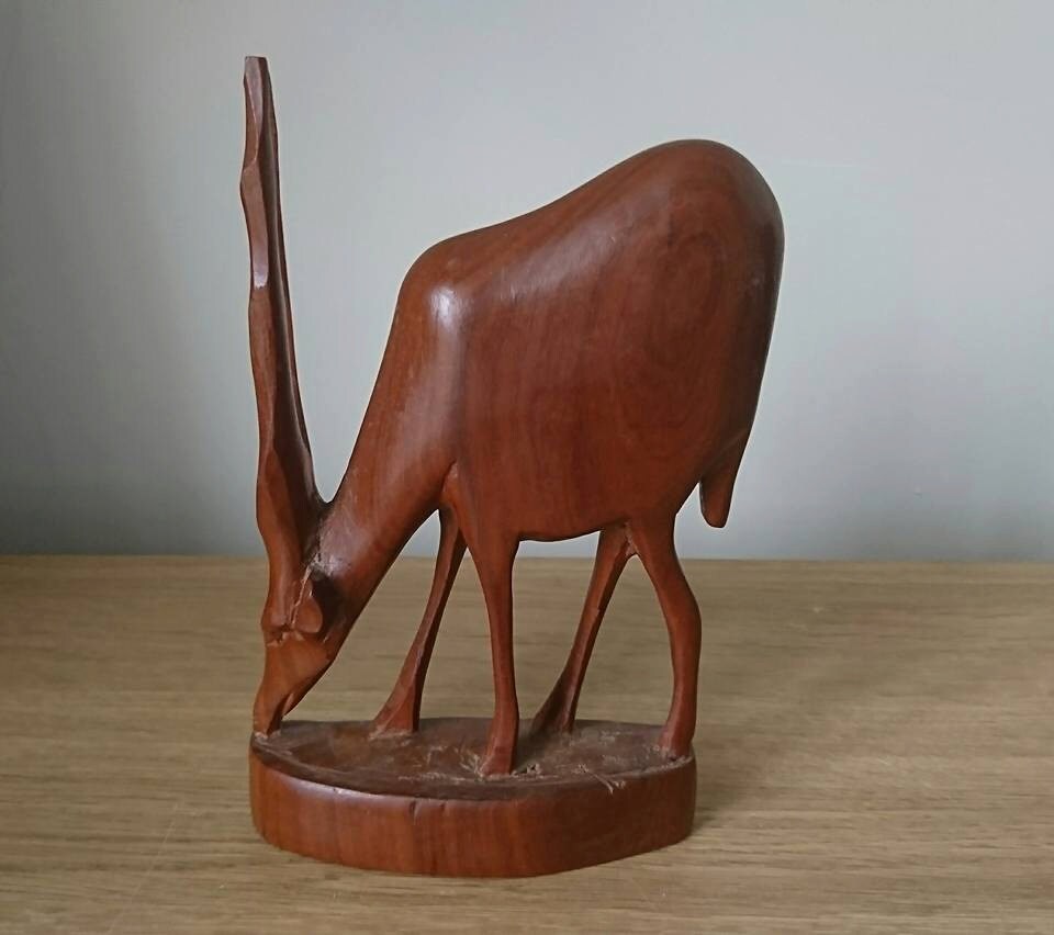 Vintage Wooden Hand Carved Gazelles - Impalas - Antelopes African figurine Teak African Home Decor Kenya