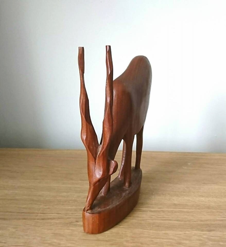 Vintage Wooden Hand Carved Gazelles - Impalas - Antelopes African figurine Teak African Home Decor Kenya