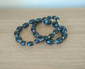 Vintage Black Bead Necklace, 60s/70s Chunky Costume Jewelry