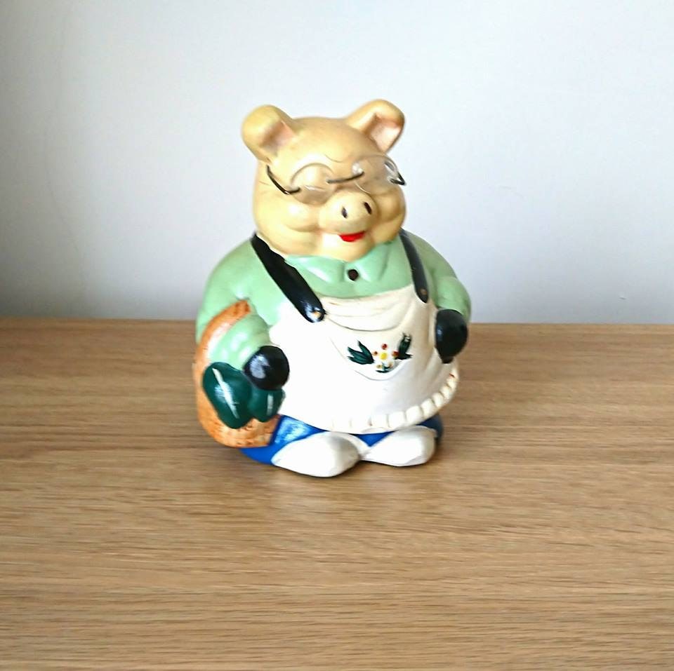 Vintage Piggy Bank, Pig Coin Bank, Savings Tip Box