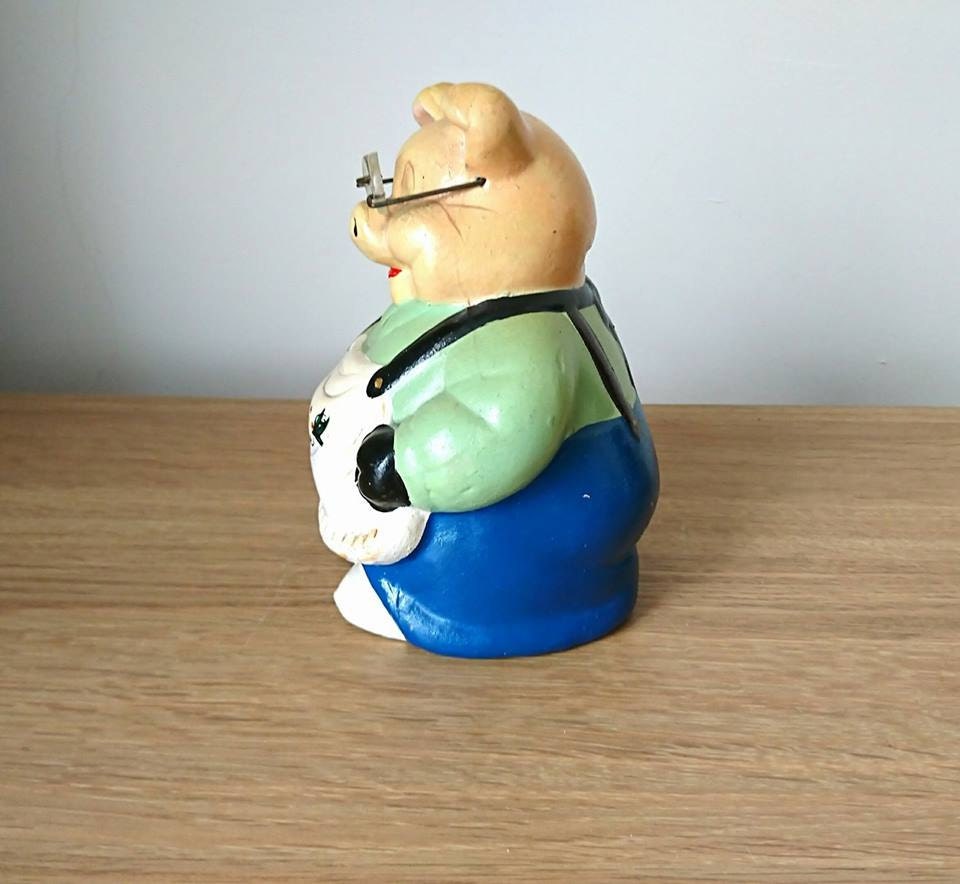 Vintage Piggy Bank, Pig Coin Bank, Savings Tip Box