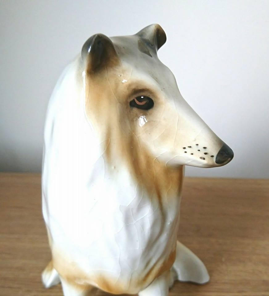Vintage Glazed Shetland Sheepdog Figurine, Collie Dog Ornament