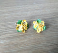 Vintage Earrings Clip On Floral Yellow Porcelain Bone China Boxed 1960's Yellow Pansy Earring