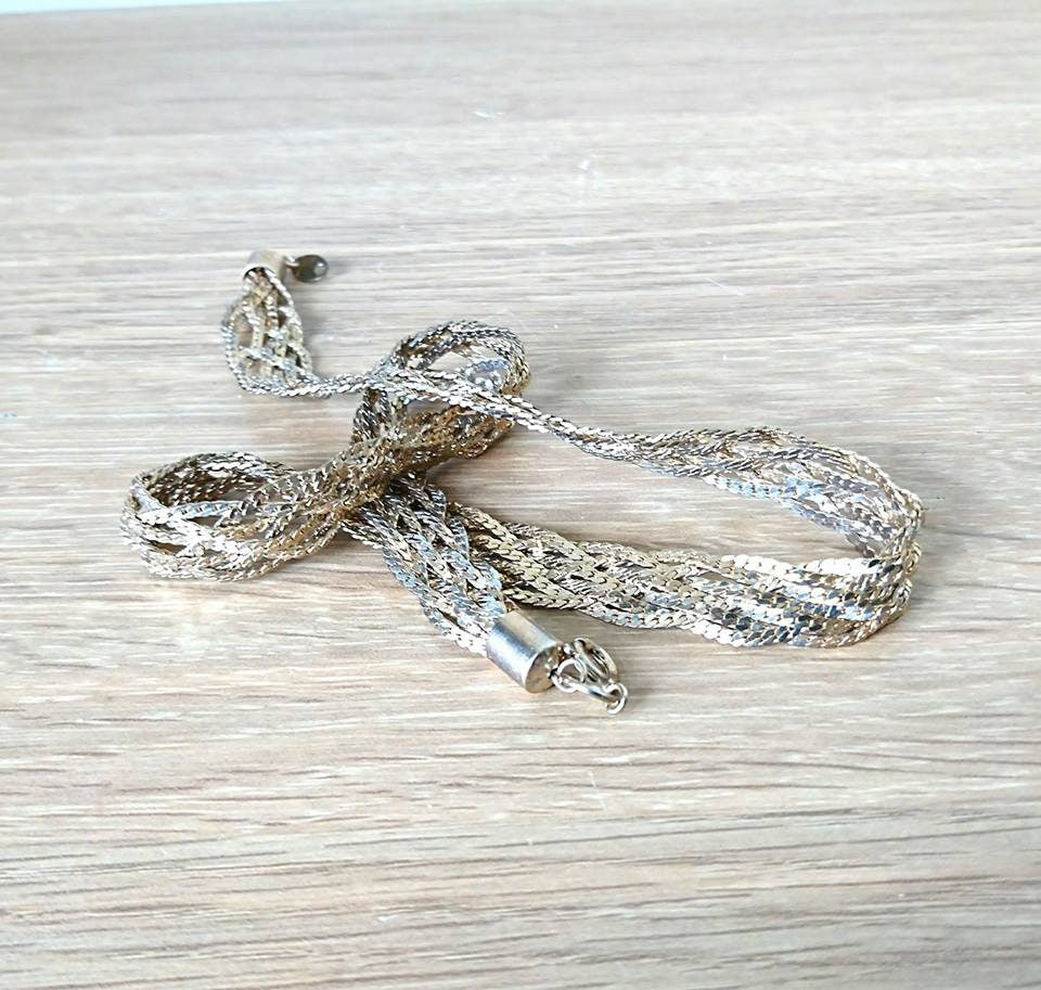 Vintage 1970s Gold Chain Necklace & Button Earrings Set, Johns Jewel Box