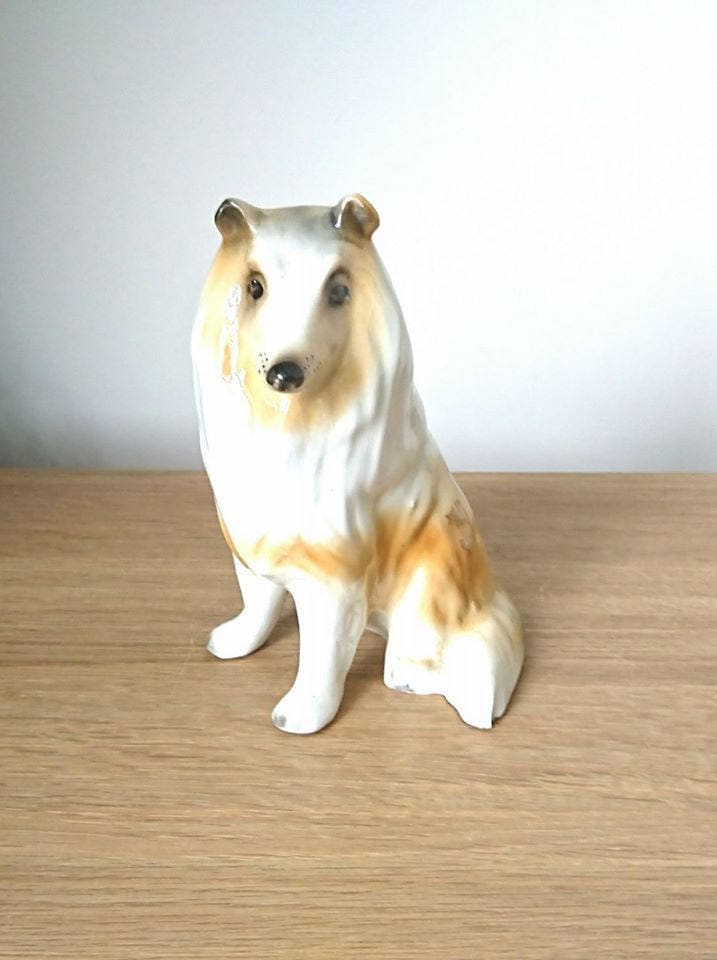 Vintage Glazed Shetland Sheepdog Figurine, Collie Dog Ornament