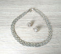 Vintage 1970s Gold Chain Necklace & Button Earrings Set, Johns Jewel Box