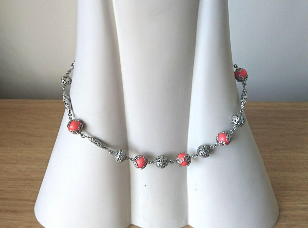 Vintage Necklace Silver Tone Metal Small Necklace C clasp Costume Jewellery Jewelry