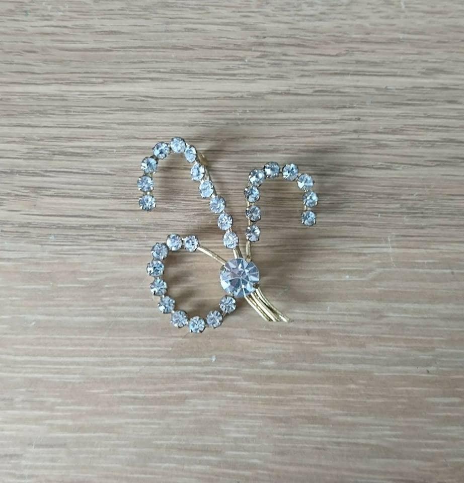 Vintage Art Deco Diamond Rhinestone Brooch Pin Costume Jewellery Jewelry