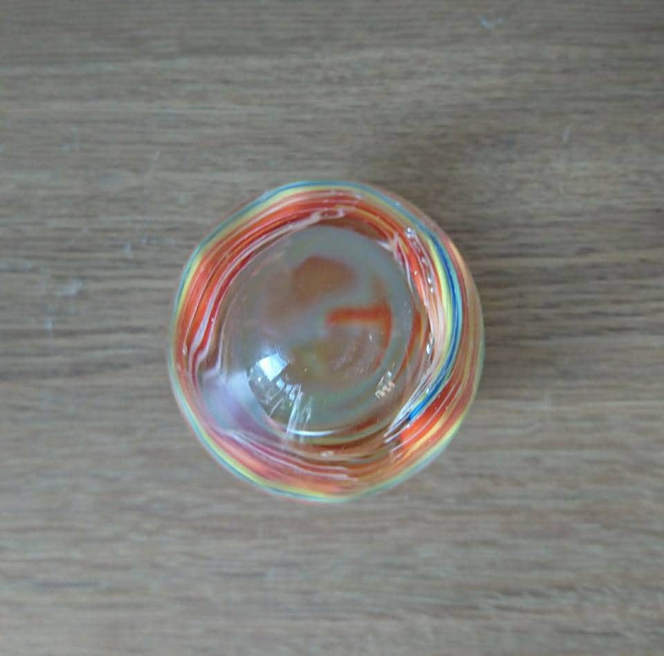 Vintage Knightsbridge Glass Paperweight, Wavy Line Egg Shape, Boxed