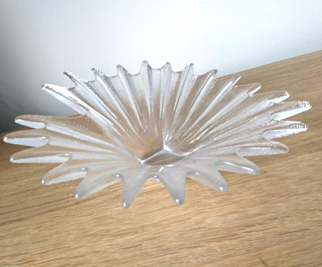 Vintage 1960s Modernist Fluted Glass Bowl, Clear Key Dish
