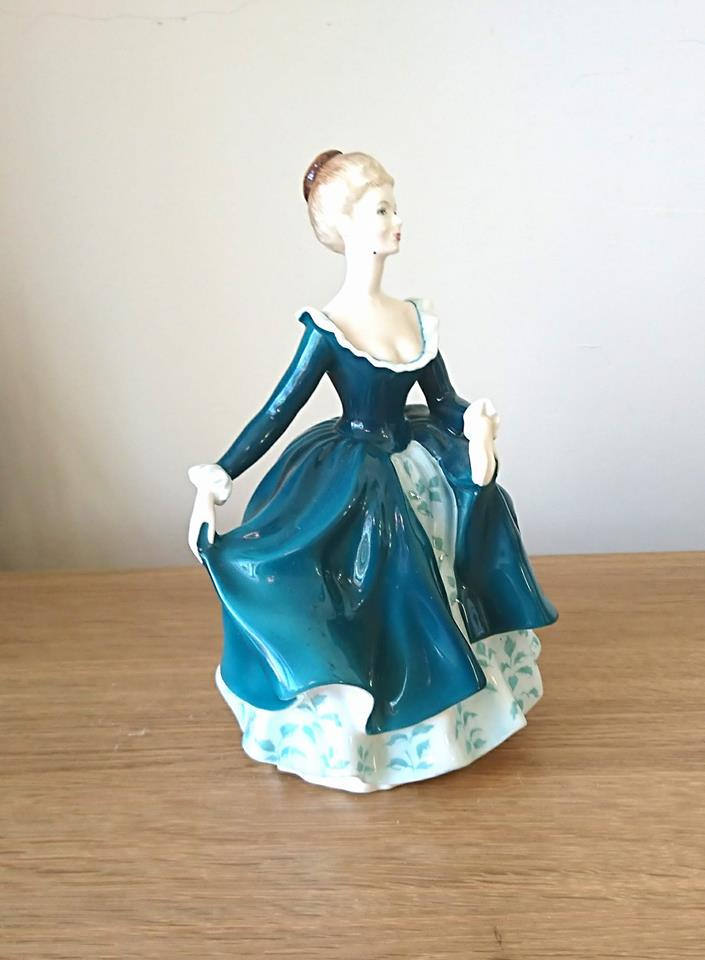 Vintage Royal Doulton Lady Figurine  Janine HN2461, Turquoise Gown