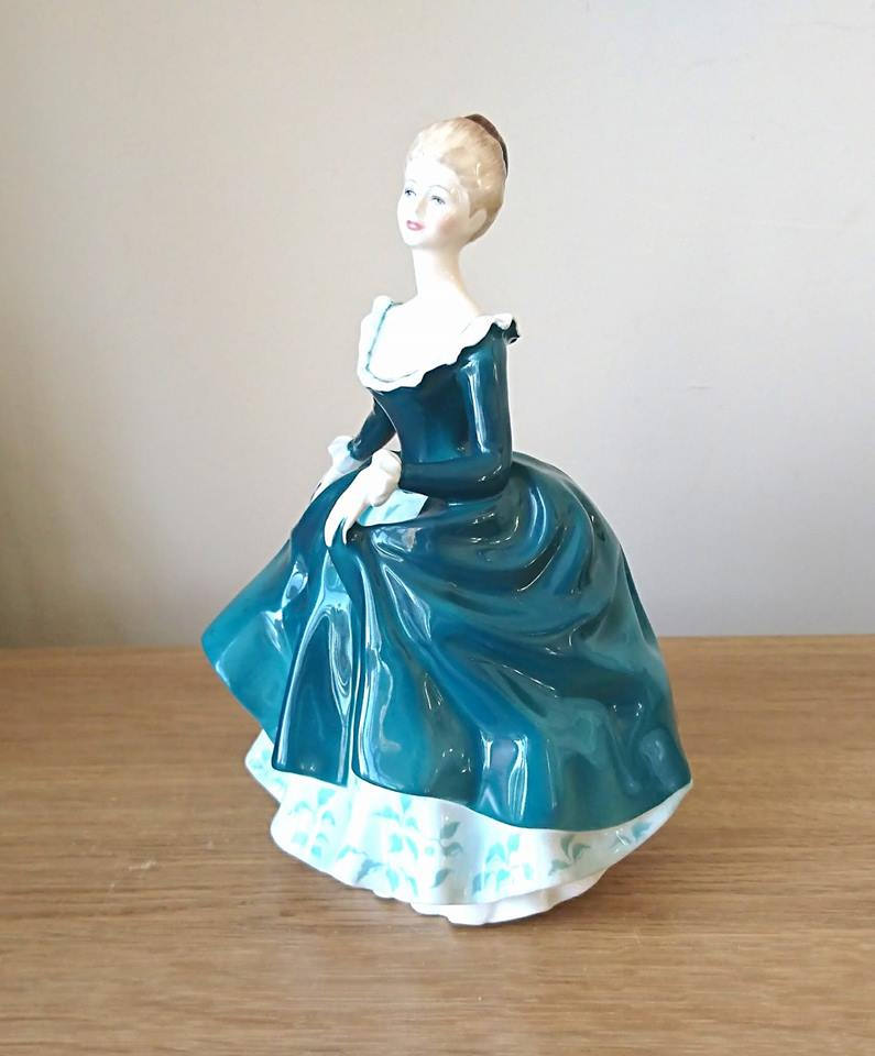 Vintage Royal Doulton Lady Figurine  Janine HN2461, Turquoise Gown