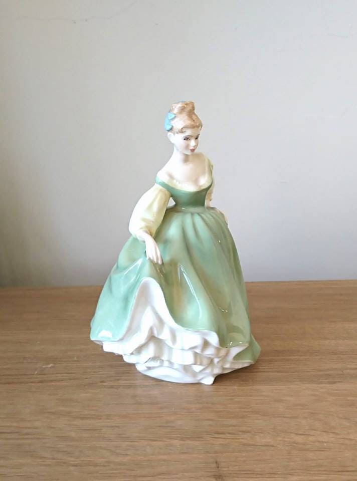 Royal Doulton Lady Figurine "Fair Lady" HN 2193 Year 1962 Green Dress Beautiful Collectable Lady Figurine