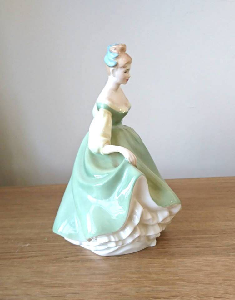 Royal Doulton Lady Figurine "Fair Lady" HN 2193 Year 1962 Green Dress Beautiful Collectable Lady Figurine