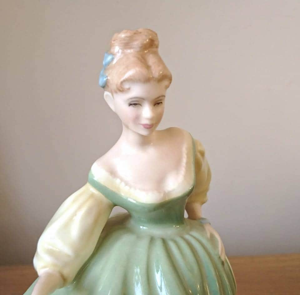 Royal Doulton Lady Figurine "Fair Lady" HN 2193 Year 1962 Green Dress Beautiful Collectable Lady Figurine