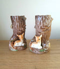 Vintage Hornsea Fauna Royal Deer Vase Pair, Kitsch Ceramic #66