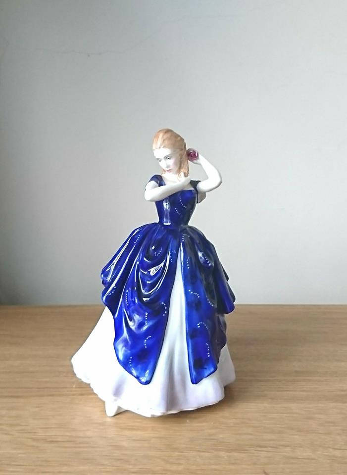 Vintage Royal Doulton Figurine, Lady Laura HN3136, Blue Dress