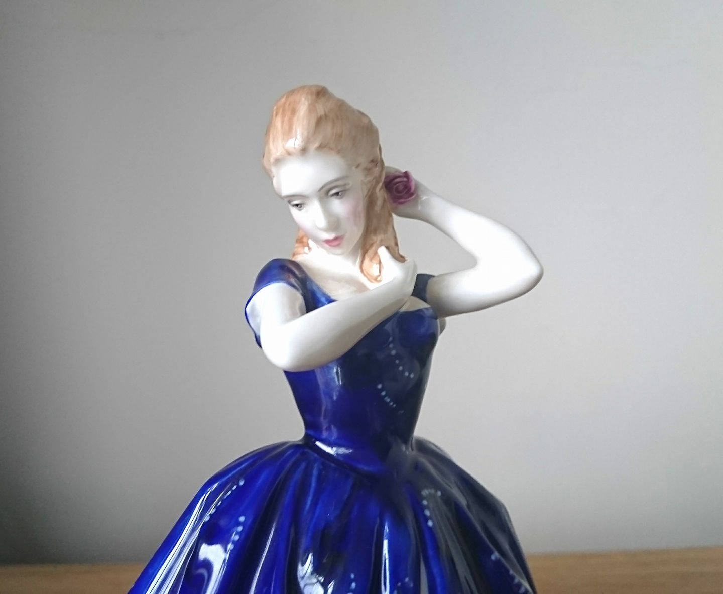 Vintage Royal Doulton Figurine, Lady Laura HN3136, Blue Dress