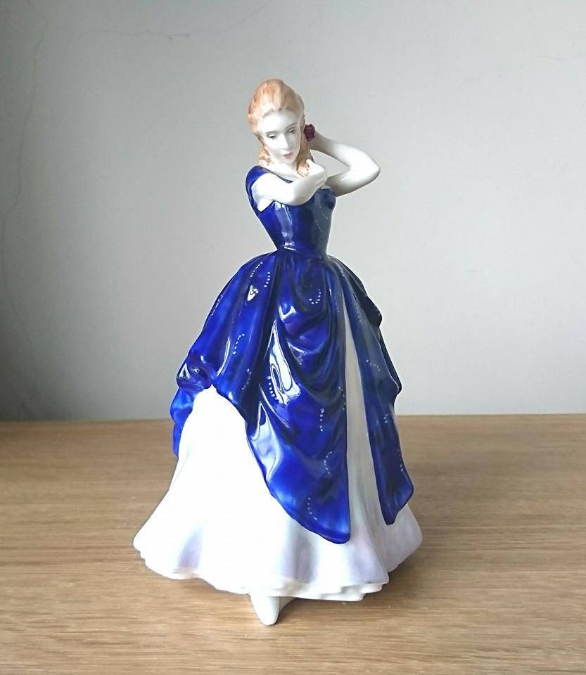 Vintage Royal Doulton Figurine, Lady Laura HN3136, Blue Dress