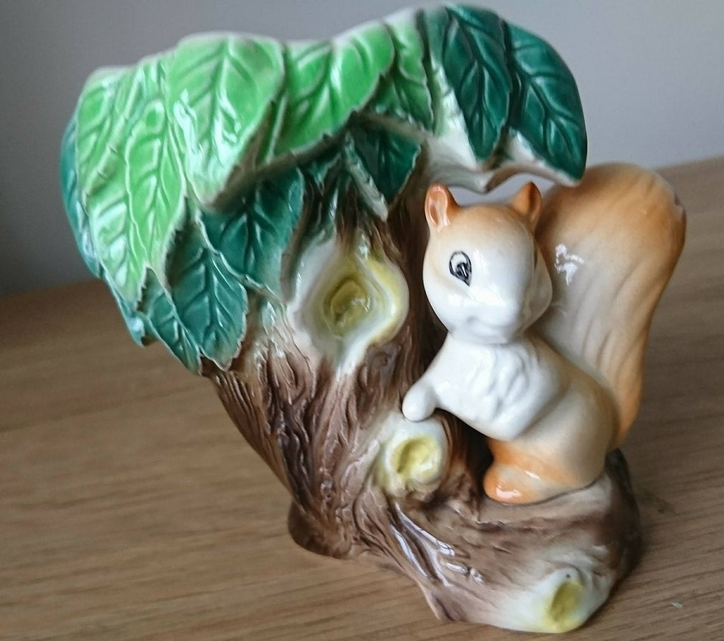 Vintage Hornsea Fauna Squirrel Vase Pair, Kitsch Planter No. 26