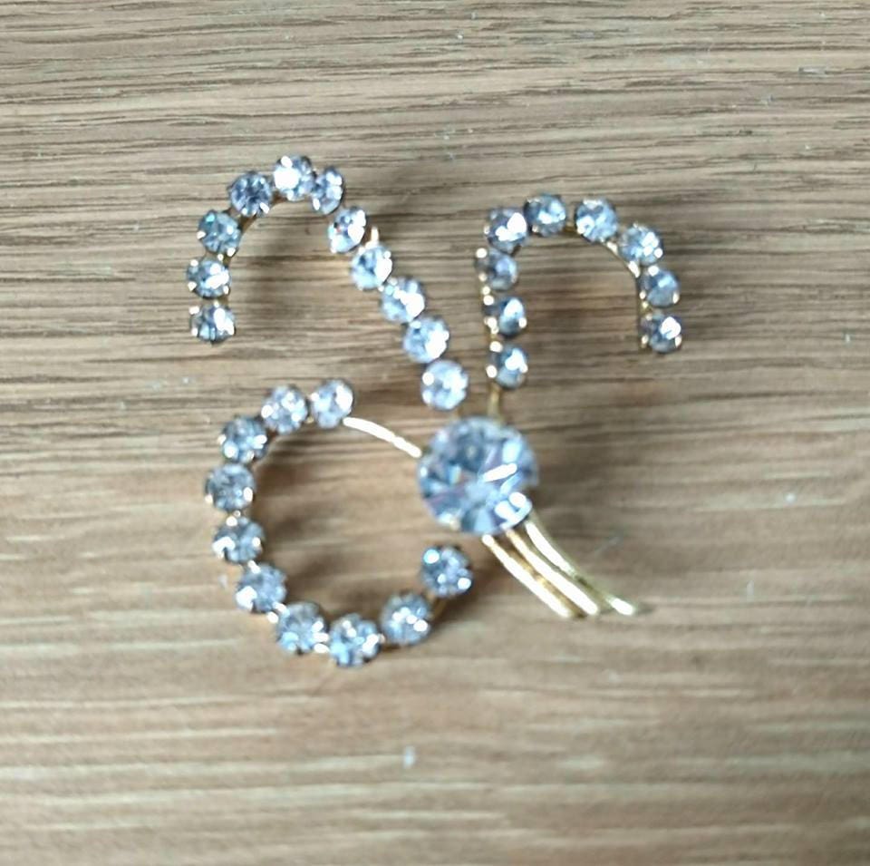 Vintage Art Deco Diamond Rhinestone Brooch Pin Costume Jewellery Jewelry