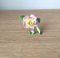 Vintage Bone China Rose Brooch, Pink & Yellow Floral Pin, Made in England (Boxed)