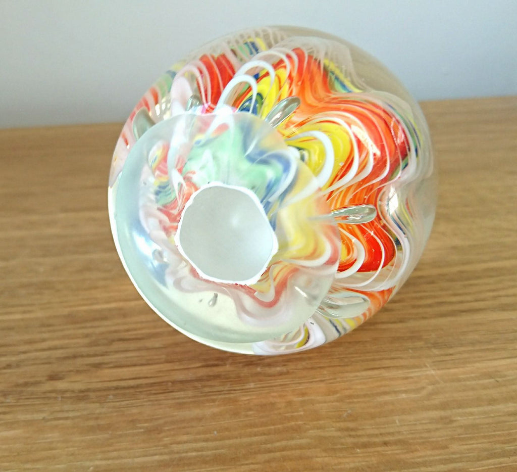 Vintage Knightsbridge Glass Paperweight, Wavy Line Egg Shape, Boxed