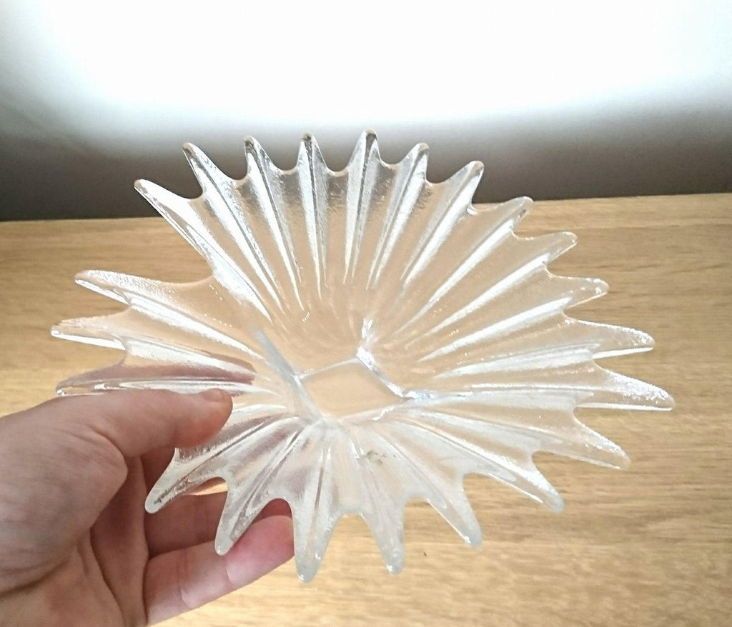 Vintage 1960s Modernist Fluted Glass Bowl, Clear Key Dish