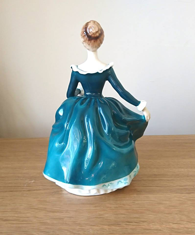 Vintage Royal Doulton Lady Figurine  Janine HN2461, Turquoise Gown