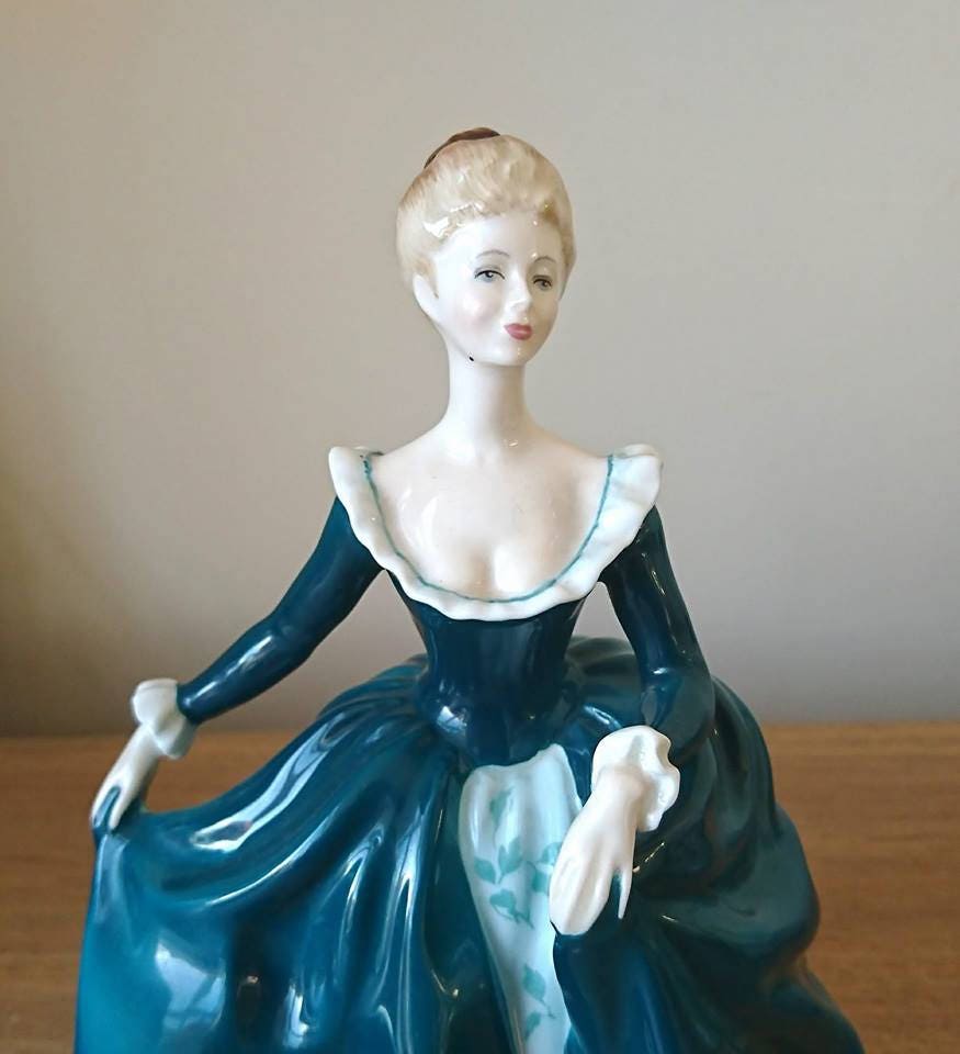 Vintage Royal Doulton Lady Figurine  Janine HN2461, Turquoise Gown