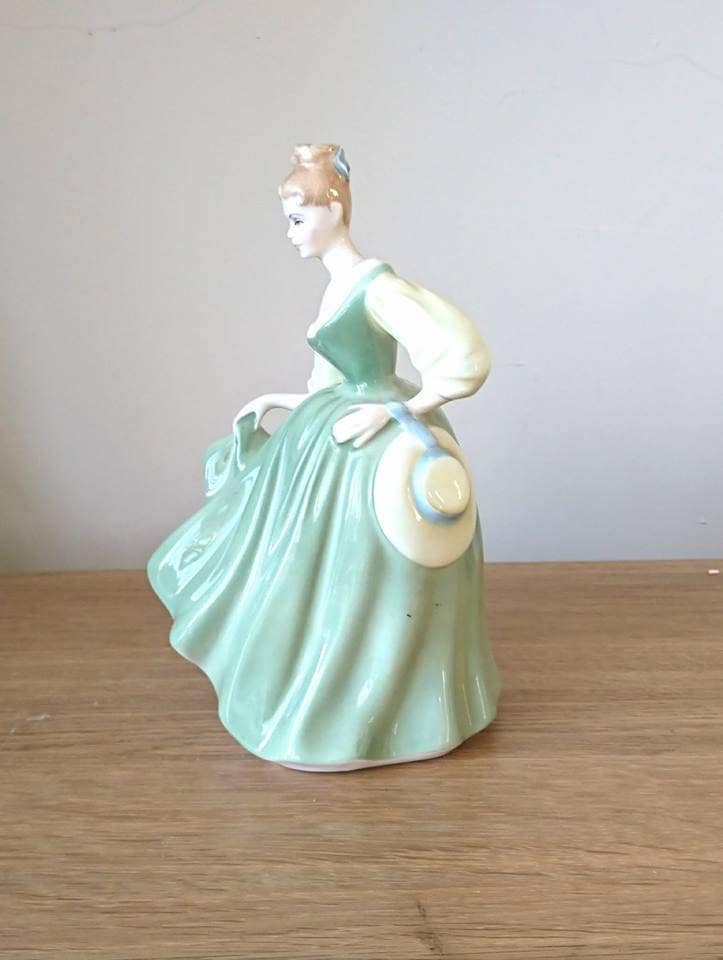 Royal Doulton Lady Figurine "Fair Lady" HN 2193 Year 1962 Green Dress Beautiful Collectable Lady Figurine
