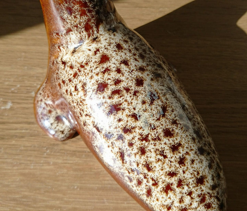 Vintage Ceramic Seal Figurine Fosters Pottery Brown Honeycombe Seal Animal Ornament Kitsch