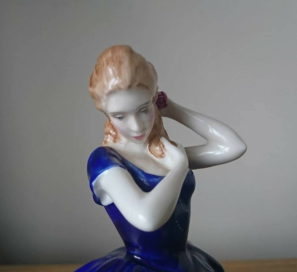 Vintage Royal Doulton Figurine, Lady Laura HN3136, Blue Dress