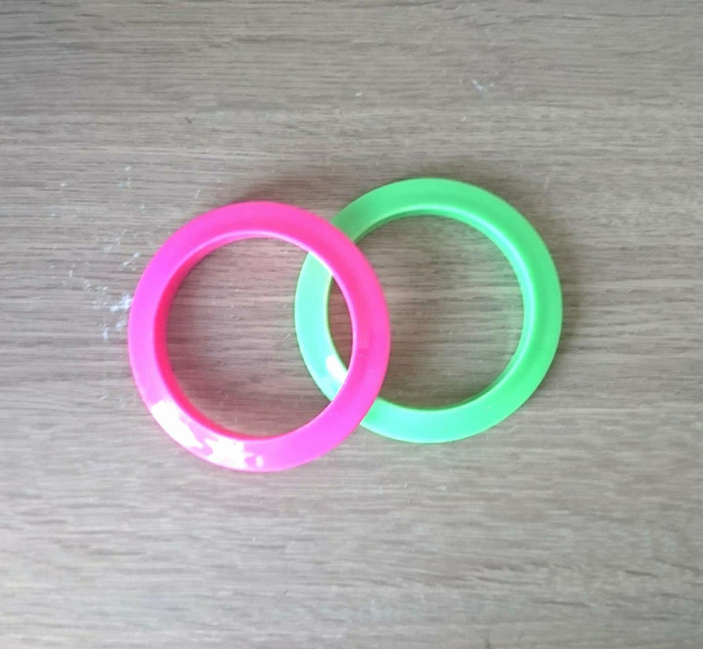 Retro Bangle set of 2 Bracelets Pink,  and Green Vintage 70's Costume Jewellry Jewelry