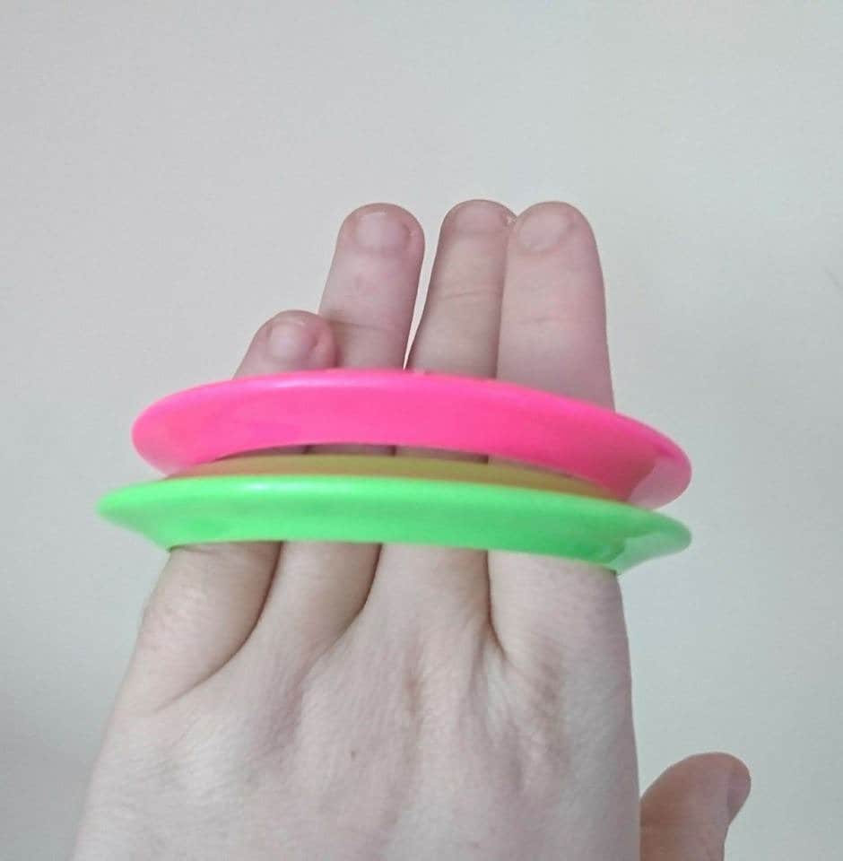 Retro Bangle set of 2 Bracelets Pink,  and Green Vintage 70's Costume Jewellry Jewelry