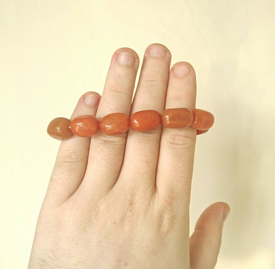 Vintage Orange Brown Beaded  Boho Stone Bracelet Retro Bangle Pebble Bracelet Costume Jewellery Jewelry.