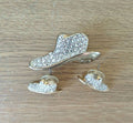 Vintage Rhinestone Cowboy Hat Brooch and Earrings Set