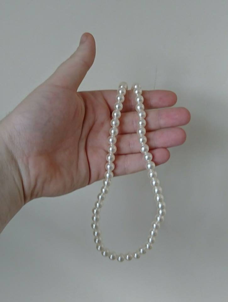 Vintage 1960s Faux Pearl Necklace, Single Strand, Costume Jewelry