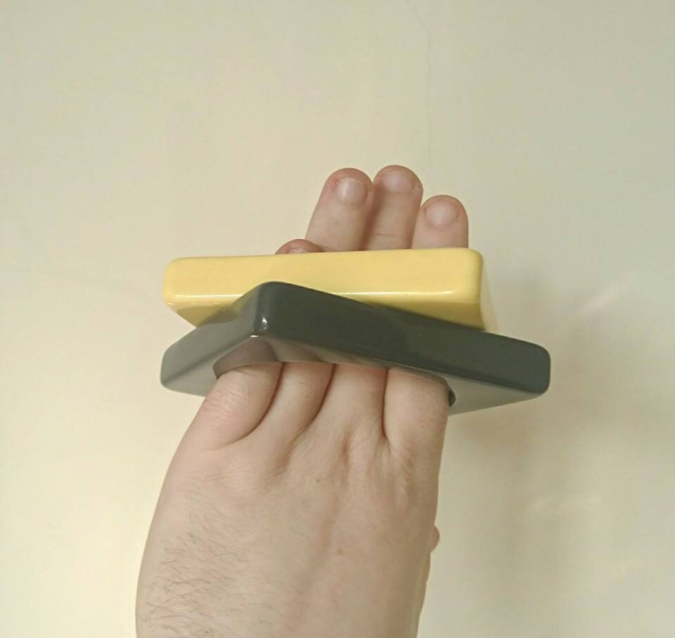 Retro Chunky Square Bangles Set, Yellow & Gray Vintage Costume Jewelry
