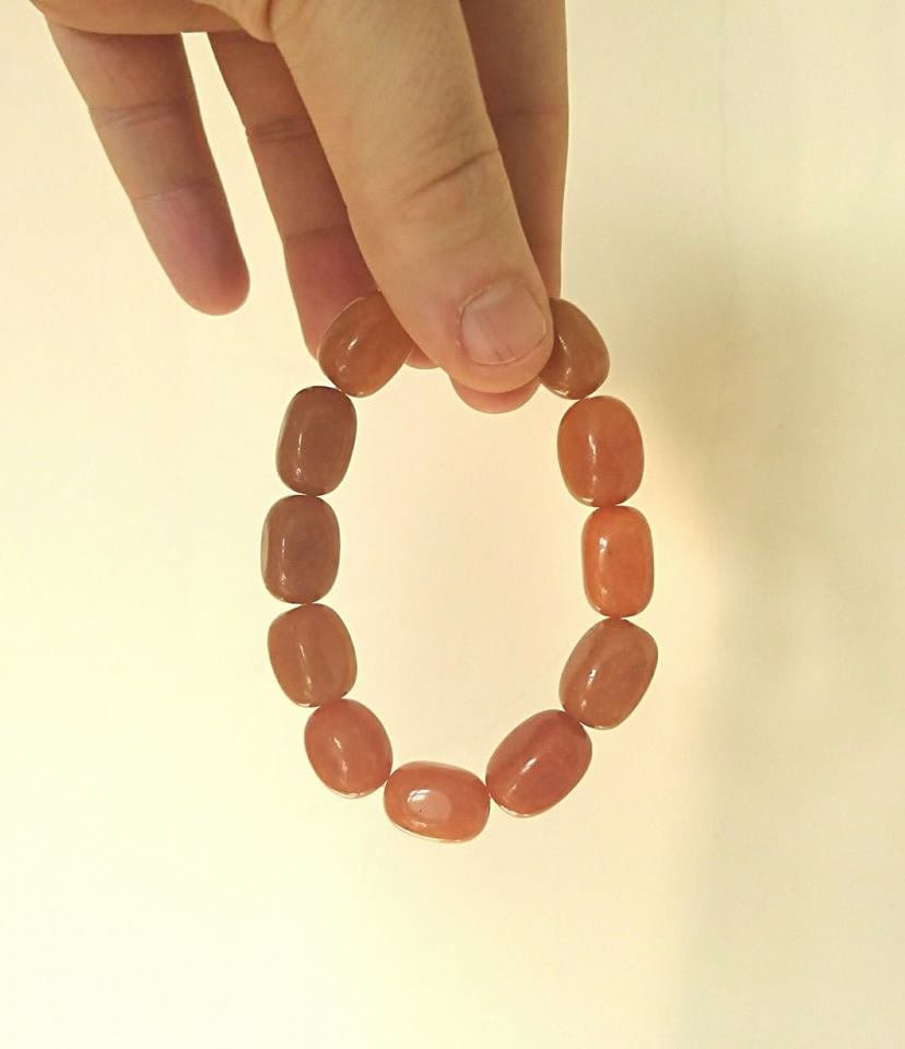 Vintage Orange Brown Beaded  Boho Stone Bracelet Retro Bangle Pebble Bracelet Costume Jewellery Jewelry.